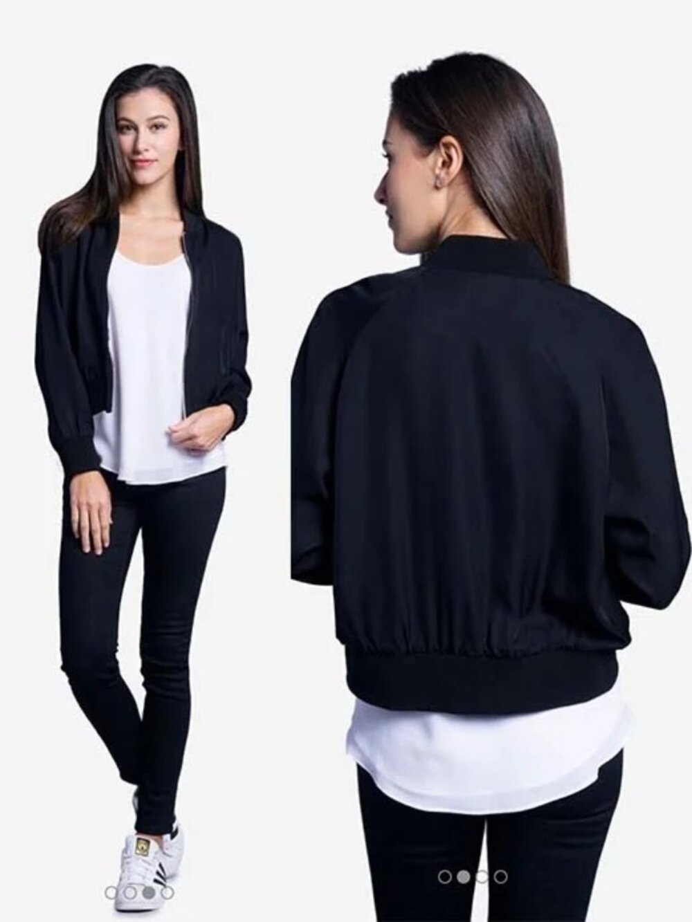 Grana Chinese Silk Bomber Jacket | Size S | Charcoal & Navy Colorblock